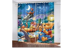 Bfrdollf The Pooh Bear Vorhang gardine Verdunkelungsvorhang, Verdunkelungsvorhang-Set The Pooh Bear 2er Set für Kinderzimmer (100 x 140 cm(2X50X140cm),19)