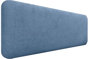 DHOME Cabecero Tapizado Liso Redondeado Tela Aqualine para Pared Acústicos Cabeceros Absorbentes Cabezal Cama Dormitorio (Azul, 160cm)