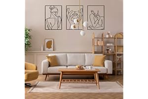 FILILOGOR 3 Pezzi di Decorazione Astratta Della Parete, Arte Minimalista in Metallo, Arte Moderna Femminile Nera della Parete per le Decorazioni della Parete Dell'ufficio della Camera da Letto del Soggiorno