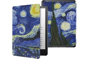 MoKo Funda para Kindle Paperwhite 11ª Generación (Modelo 2021) 6.8" y Kindle Paperwhite Signature Edición, PC Estuche Carcasa Estilo Niños con Auto Sueño/Estela, Noche Estrellada