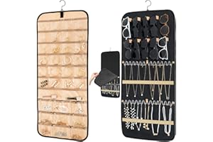 Oudizz Estante de almacenamiento de joyas colgantes en armario - estante de almacenamiento de pendientes de collar corbata metálicos giratorios - estante de exhibición de joyas 1 pieza, grande, negro