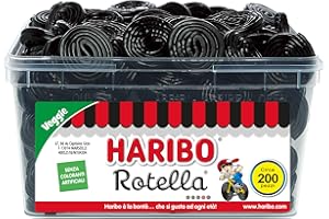 Haribo Maxi Rotelle, Caramelle Gommose, Gusto Liquirizia, Ideali Per Feste E Dolci Momenti Di Relax - Circa 200 Pezzi [1818gr]