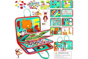 ZLPBAO Busy Board 9-i-1 Montessori leksak från 1 2 3 4 år, aktivitetsbräda baby 3D filt bräda sensoriska leksaker, babyböcker av mjukt tyg tidig inlärning livskompetenser pedagogisk leksak