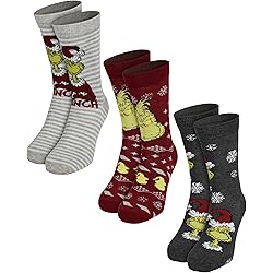 4 Paires De Chaussettes Grin-ch De Noël - Motifs Drôles En Coton, Taille Unique 36-44