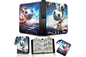 FIENZA Fußball-Sammelkartenbuch, 60 Seiten, 1080 Kartenkapazität, Karten-Sammelkartenbuch mit 9 Reißverschlusstaschen, Fußballkartensammlung, match attax bundesliga 23/24 sammelkarten album