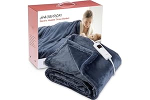 HAUSPROFI Coperta Elettrica 180x130cm, Coperta Termica 6 Livelli di Temperatura, Coperta Riscaldante Elettrica, Coperta Riscaldata di Pile Flanella Morbida Riscaldamento Rapido Lavabile