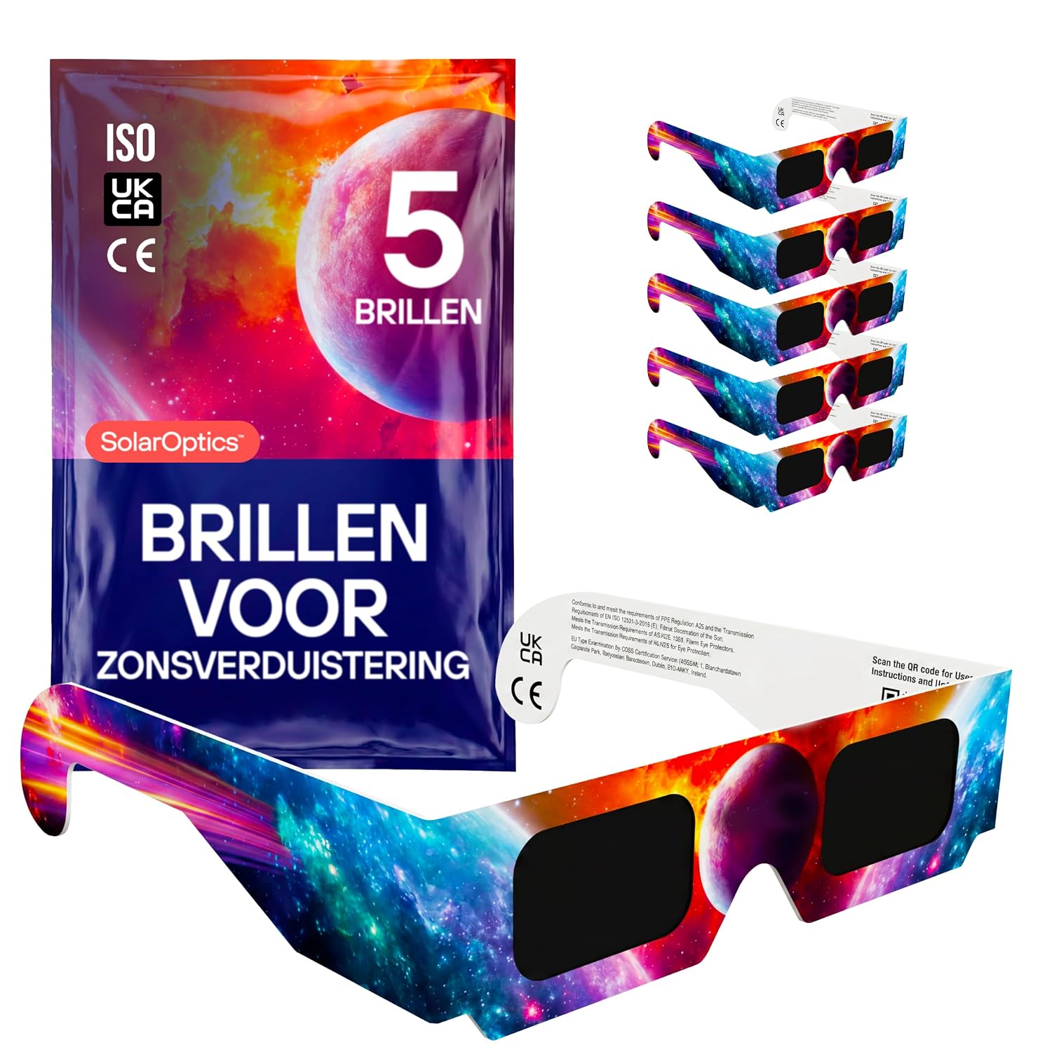 Zonsverduisteringsbrillen – ISO 12312-2 en CE & UKCA-gecertificeerd, veilige oogbescherming, observatie van de zon, AAS-goedgekeurd 2026, multipack