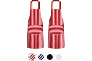 Quick Cleaning Supplies Pack of 2 Unisex Bib Aprons – 100% Combed Cotton - Professional Heavy Duty Grade – Thick Fabric Construction – Two Large Front Pockets’- Fade Resistant