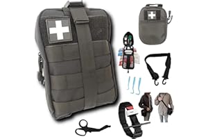 SECUENOR Trousse de secours complète militaire noire tactique Assemblée En FRANCE normes CE+petite trousse+bandoulière+garrot tourniquet+tire tique kit survie-Conçu pour la randonnée,voyage,airsoft