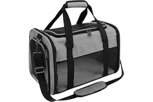 SHAOJIAN Cat Carrier Bag Airline Approved, 43×28×28cm Portable Cat Carrier Handbag Breathable Foldable Pet Travel Bag For Small/Medium Cats Dogs Puppies (Up To 20lbs)(gray)
