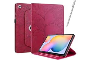 Netany Funda para Samsung Galaxy Tab A7 Lite 8.7 Pulgada 2021 con lápiz Capacitivo, Piel sintética con Tapa función Atril Soporte para lápiz Árbol de La Vida Funda - Rojo