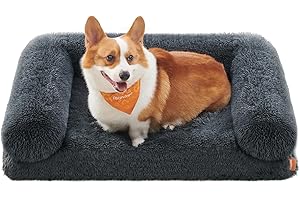 Feandrea Legowisko dla Psa FluffyHug, Rozmiar L, Sofa z Pianką Bąbelkową, Zdejmowane i Nadające Się do Prania Poszycie, 91 x 68 x 23 cm, Ciemnoszary PGW232G02