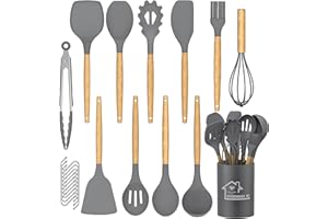 DLD Küchenhelfer-Set – 22-teiliges Silikon-Kochutensilien-Set, Silikon-Küchenutensilien, Kochutensilien, Pfannenwender, Zange, Antihaft-Spatel,antihaftbeschichtetes hitzebeständiges Kochgeschirr