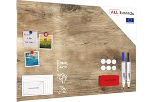 ALLboards Tableau Magnétique en Métal Motif Bois 90x60cm, MetalBoards pour tout type d'Aimants