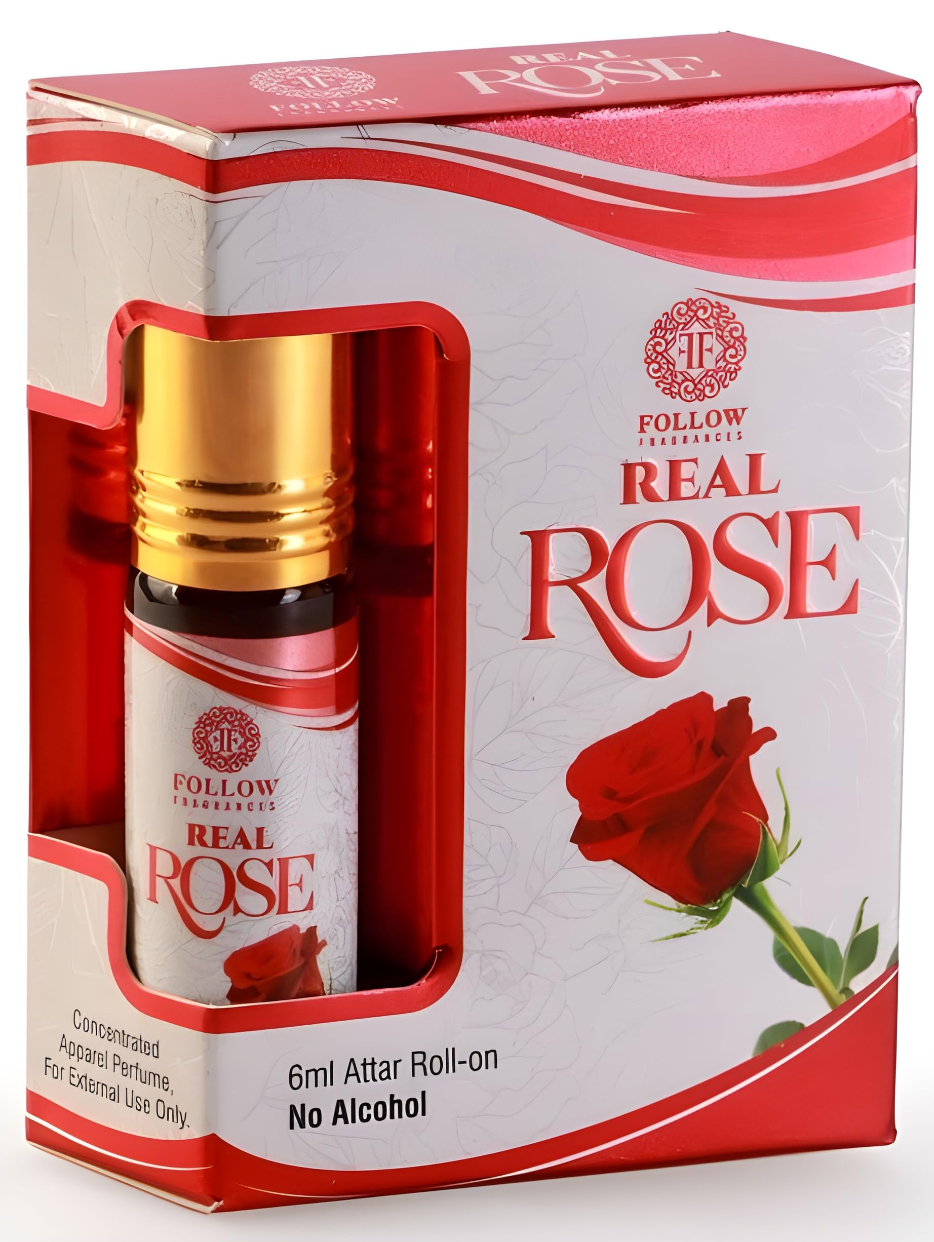 FOLLOW FRAGRANCES Real Rose Attar Original Arabic 100% Pure Ittar Roll On For Eid, Ramadan, Religious & Personal Use/Natural 