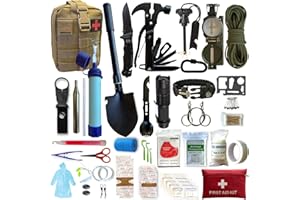 Kit de Premiers Soins – Kit de Premiers Secours - 16 Outils Multifonctions et Plus de 60 pièces de Premiers Soins – Très Complet – Pratique - Léger Beige