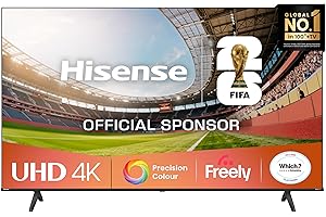 Hisense 55" 55E6QTUK 4K Ultra HD Smart TV AI TV - 4K UHD, Hi-View AI Engine, Precision Colour, AI Smooth Motion, Sports Mode with Freely, Disney +, YouTube, Netflix