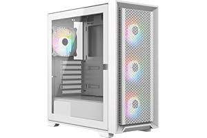 iONZ KZ22 V2 PC Gaming Case - ATX Hinged Tempered Glass - High Airflow - Front I/O USB Type-C (With 4 ARGB PWM Fans) White