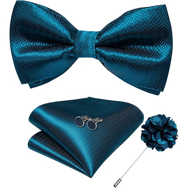 Ailisus Herren Fliegen Set - Vorgebundene Seidenfliege Mit Einstecktuch & Manschettenknöpfen