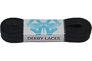 Derby Laces Solid Black - Flat, 10mm Wide, for Boots, Skates, Roller Derby, and Hockey Skates