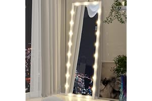 ANYHI Full Length Mirror with Lights, 159 x 59cm LED Mirror Full Length with Dimmable Lights, Full Body Standing Floor Mirror, Lighted Full Length Mirror, Wall-Mount/Lean Against Wall (White)