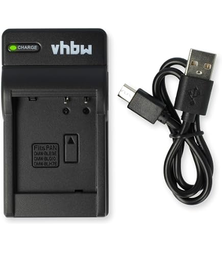 vhbw Chargeur USB-C Compatible avec Panasonic Lumix DMC-FZ100, DMC-FZ150, DMC-FZ40, DMC-FZ45, DMC-FZ47, DMC-FZ48, DMC-FZ72 caméra caméscope + câble USB-C + témoin de Charge