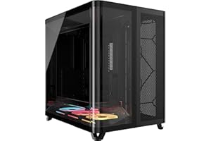 CORSAIR AIR 5400 LX-R RGB iCUE Link Boîtier PC Triple Chambre Moyen-Tour Panoramique — Chambre Isolée pour AIO 360mm, Compatible Mères À Connexion Inversée, 3X Ventilateurs RGB LX-R Inclus — Noir