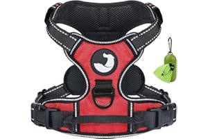 Joytale Dog Harness Small Dog No Pull Harness for Dogs with 2 Clips, Adjustable Soft Padded Dog Harness Reflective with Easy Control Handle for Walking and Training, Red, S