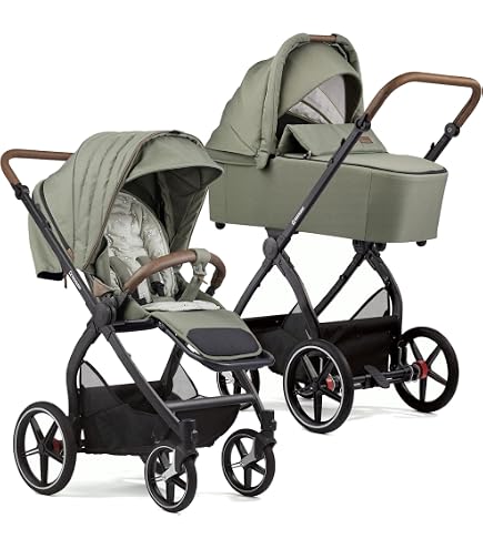 Gesslein F4 Classic Kombikinderwagen 3-in-1 mit Tragetasche C2, Handbremse,  96 cm Liegeflche, Fusack-Funktion, Babyschalen-Adapter, kompakt klappbar,  dark olive : Amazon.de: Baby