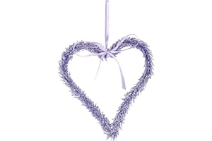 HEITMANN DECO Reisigkranz als Herz - Lila - Türkranz - Wandkranz - zum Aufhängen - Fenster-Dekoration - Frühling - mit Schleife, ca. 19 x 21 x 2 cm