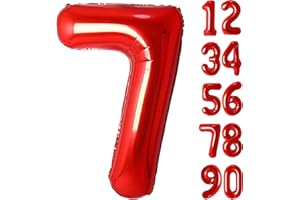 JARTTY Palloncini Numero 7 Rosso Anni Foil 102cm - Palloncino Compleanno 7 - Numeri Gonfiabili Gigante Decorazioni Palloncino Compleanno Festa Femmina Donne
