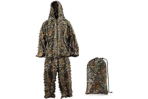 ‎ANEXER AnExer 3D Tarnanzug Ghillie Suit Dschungel Kostüm Tarnung Woodland Camouflage Anzug Dekoration Festschmuck Tarnkleidung für Halloween Jagd Camping Outdoor Militär Jagd Verdeckt