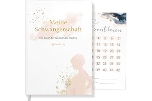 OLGS La mia gravidanza un libro Golden Glamour Splash per le future mamme, diario di gravidanza per i ricordi, regalo per donne incinte + biglietto di conto alla rovescia per bambini