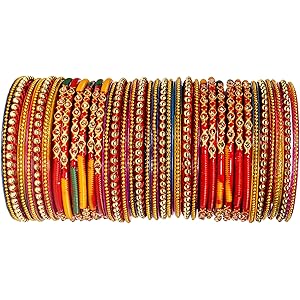 Swara Creations Multicolor Glass Bangles set for Women/thread Zirconia stonework bangles/perfect for festival wedding occassions(36Pcs)(SKU271)