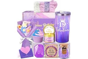 Awfrky Geburtstagsgeschenke für Frauen, lila Geschenkbox-Set für Mutter, Schwester, weibliche Freunde, Ehefrau, Freundin, Tochter, einzigartige Geschenke für Frauen, die alles haben, violett, 19TH