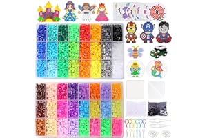 EIKEJI 10000 Perline da Stirare, 48 Colori Perline a Fusione 5MM, Glow in the Dark Iron Beads con piatti, 72 Modello, Gioielli di design fai da te, Decorazione, 3d Bambini Idee Craft Regalo