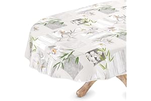 ANRO Nappe en toile cirée lavable, ovale, avec ourlet, motif orchidée, spa, facile d'entretien, 140 x 180 cm