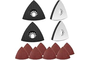 HAPPOW 4 discos de lijado triangulares, 80 mm, placa de lijado multiherramienta, con 8 lijadoras triangulares, placa de lijado compatible con lijadora Bosch, para madera, metal, plástico duro, yeso