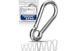 ‎NIETFULLTHINGS Edelstahl Karabiner-Haken mit Kausche V4A robuste Ausführung von 4-12mm Materialstärke verschieden Stückzahlen lieferbar Schnapphaken Feuerwehrkarabiner 316