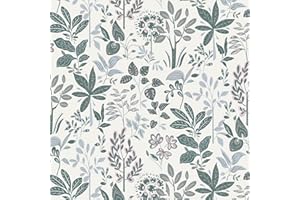 Yomshi Self-Adhesive Wallpaper 41x600CM Floral Green Leaf Peel and Stick Wallpaper Botanical Contact Paper Matte Surface Waterproof Removable Vinyl Roll for Wall Furniture Decor Bedroom Living Room