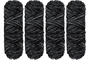 YCFAN Crochet Yarn Chunky Yarn for Crochet Chunky Wool for Knitting 100g Balls x 4 Chenille Yarn Wool for Crochet Kits for Beginners Adults for Handmade Crafts Hats Blankets Scarves(Black, 4pcs-400g)