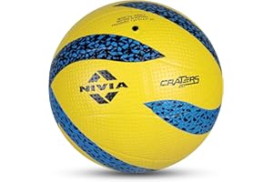 NIVIA 488 Craters Volleyball for Men & Women | Size 4 | Yellow/Blue | Lightweight | 12 Panels Rubber Moulded Volleyball | High Air Retention | Water Resistant | Ideal for Indoor & Outdoor Play