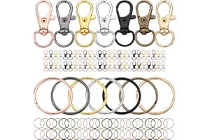 DKBT 100 Pièces Coloré Porte Clef (50 Mousqueton Porte Clé Et 50 Anneaux Porte Clé) Métal Attache Loisir Creatif,Rotatif Mousqueton Sac a Main,Bricolage Fermoirs pour Bijoux