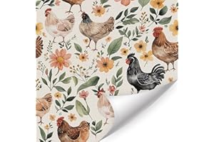 CHDITB Watercolor Farm Rooster Wallpaper,Chicken Flower Wallpaper Self Adhesive(44x300cm) Farmhouse Rooster Farm Wall Paper Sticker,Stick on Wall Paper for Furniture Kitchen Cupboard Backsplash