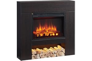 ‎BALDERIA BALDERIA Elektrokamin Chloe | Elektrischer Standkamin mit 3D-Flammeneffekt | Elektro Heizung 2000W, LED-Beleuchtung | Kamin mit Fernbedienung, Timer & Thermostat | Dunkelbraun