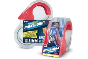 Pelri POWERGRIP Packtejp transparent med hållare, 3 rullar à 60m | Extra stark och tyst (SilentGlide), 65µm, kärna 76mm, 3x60m = 180m, för frakt, flytt och kontor, packing tape