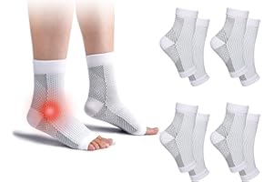 CHEAP4UK Chevillere Entorse 4 Paires D'attelles De Cheville De Compression Sportive Attelle Cheville Chevillere De Maintien Sport Chaussettes Anti-Douleur Fasciite Plantaire (Blanc, M)