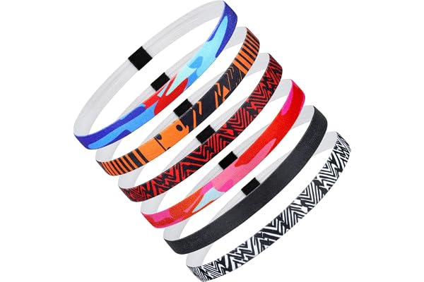 Blooms Sport Pannband Herr Barn, 6-pack Smalt Sommarhårband Dam Antisd Silikon Svettband Elastiskt Pannband för Fotboll, Löpning, Yoga, Tennis