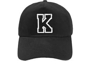 MFAZ MOREFAZ LTD Unisex Jungen Mädchen Mütze Baseball Cap Schwarz Hut Kinder Kappe Alphabet A-Z
