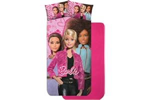 CARTOON Completo lenzuola Barbie per bambini set 3 pezzi adatto letto singolo sotto lenzuola con angoli lenzuola e federa in 100% cotone